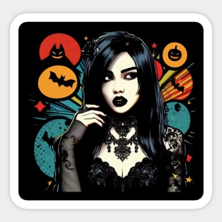 Gothic Girl Halloween Sticker